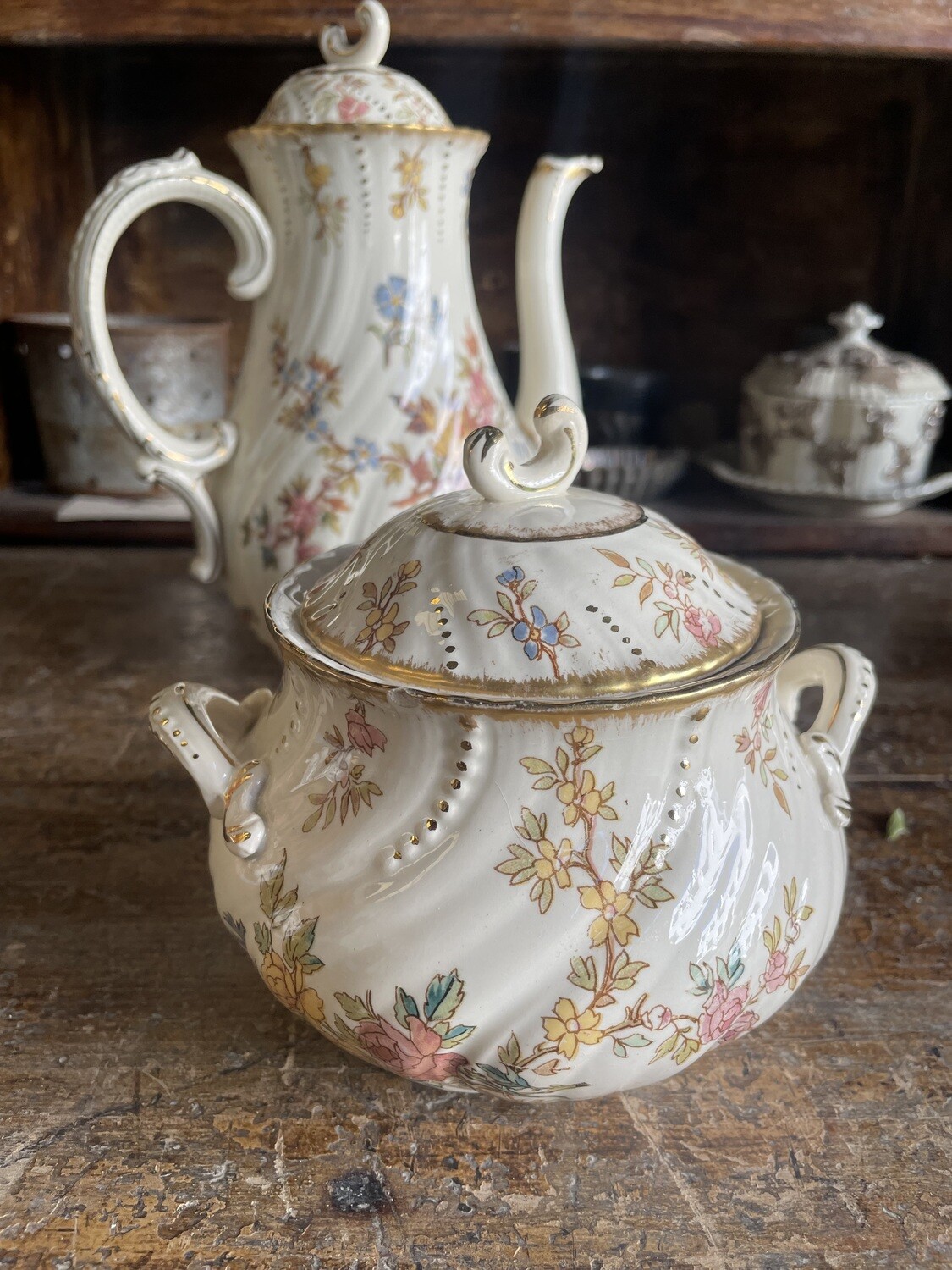 Sarreguemines Porcelain Sugar Bowl, Elegant Louis XV Decoration