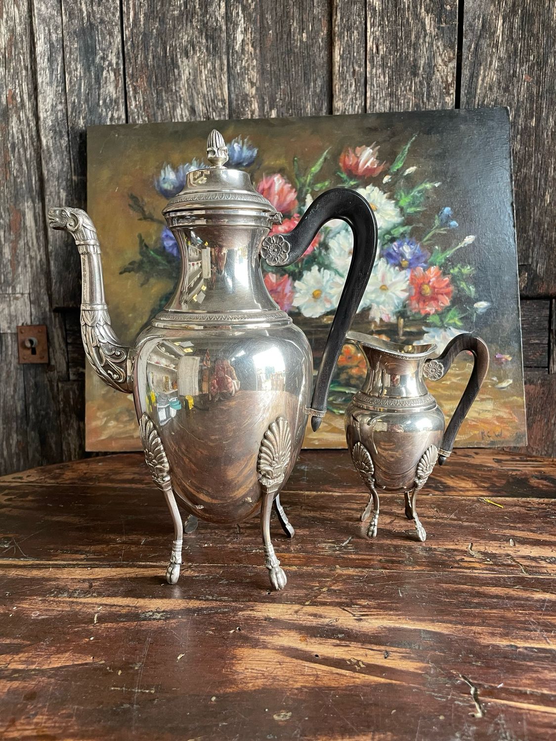 Silver Plated Metal Coffee Maker