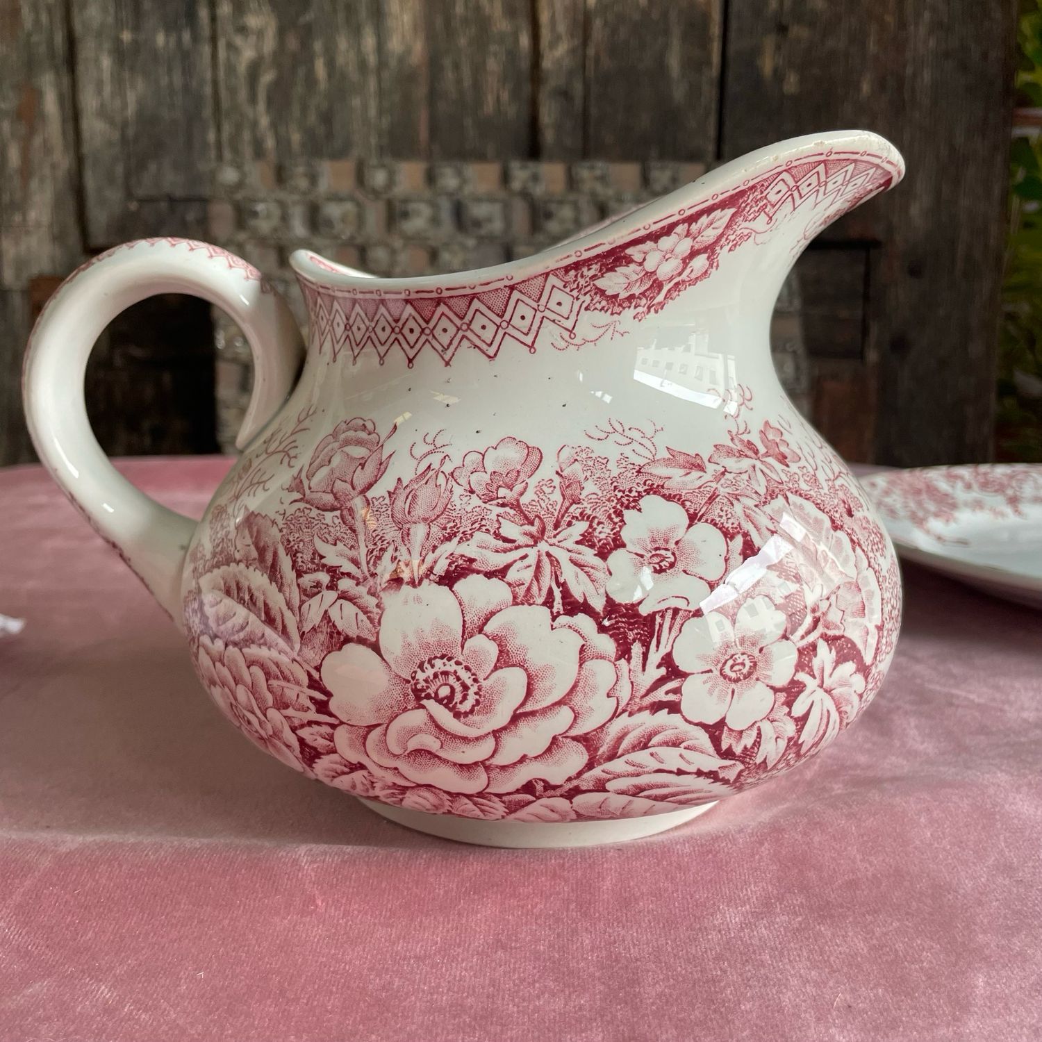 Sarreguemines Jardiniere Red Jug