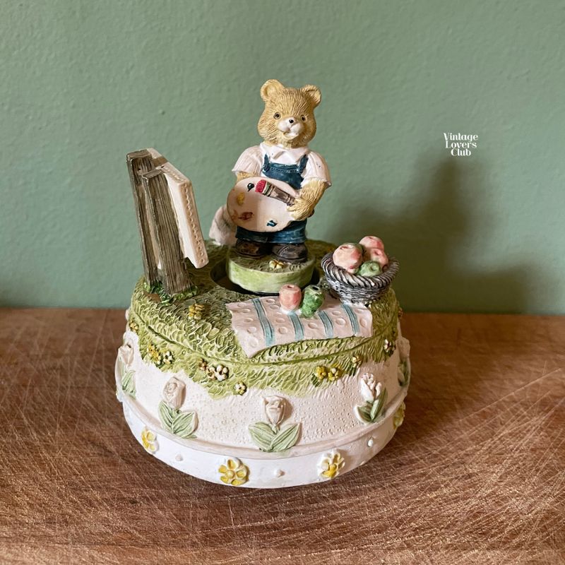 Vintage Painter Bear Music Box