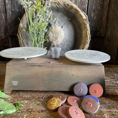 Antique Iron Scale with Cast Iron Weights