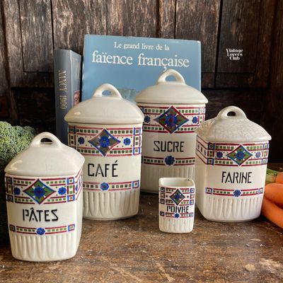 Antique Ceramic Kitchen Canister Set