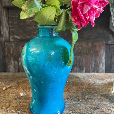 Rustic Turquoise Ceramic Jar