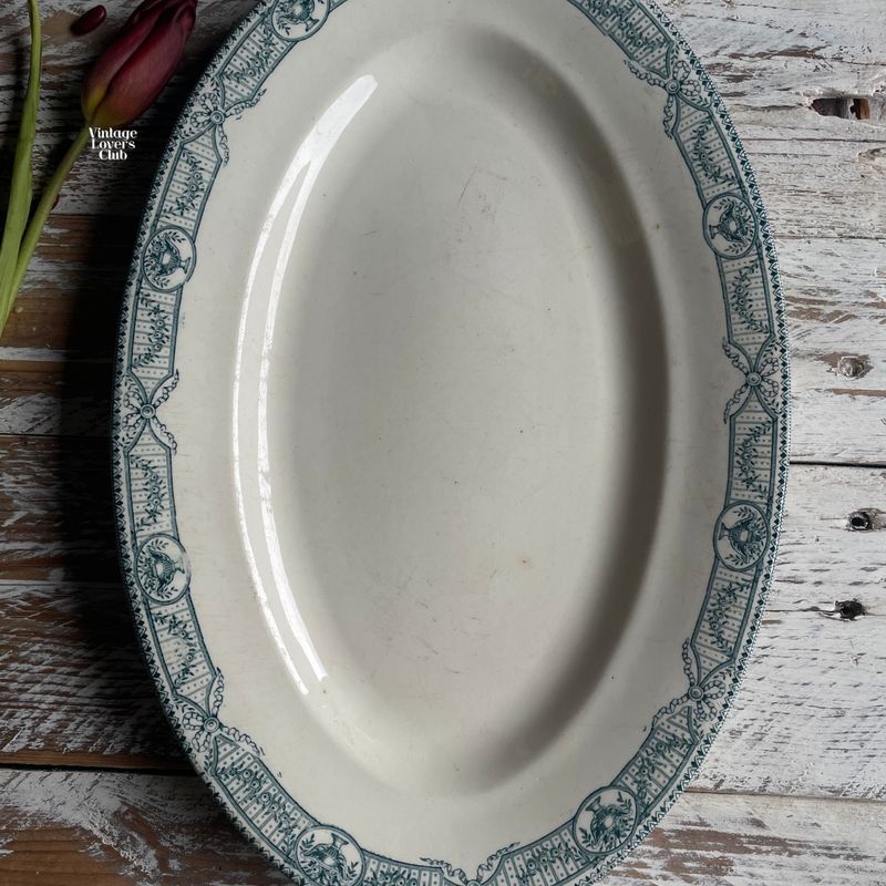 Serving Tray with Green Greek Key