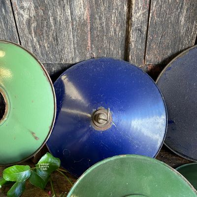 Vintage Blue Enameled Tolla Lampshade