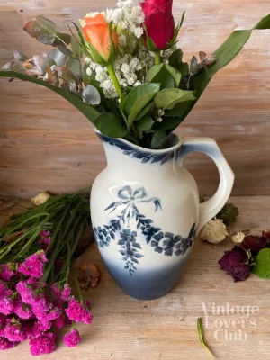 Sarreguemines Jug with Blue Festoons