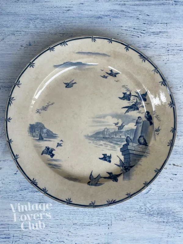 Round Plate Gien Blue Birds