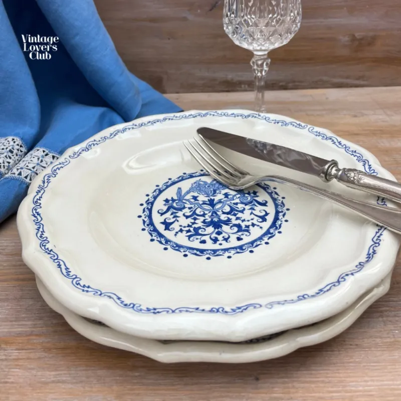 Gien Greca Blue Bottom Plate