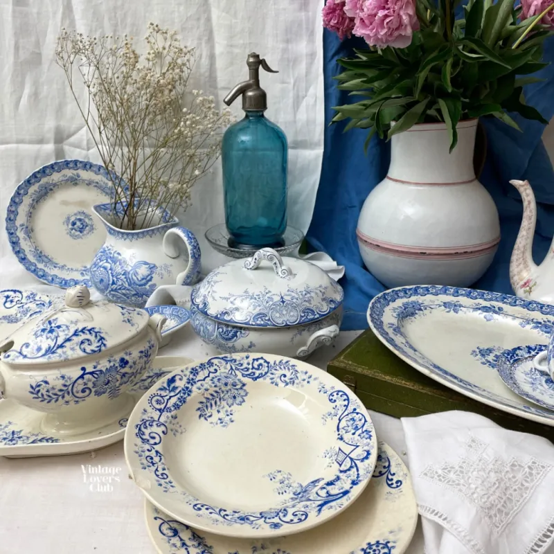 E. Bourgeois Blue Earthenware Plate