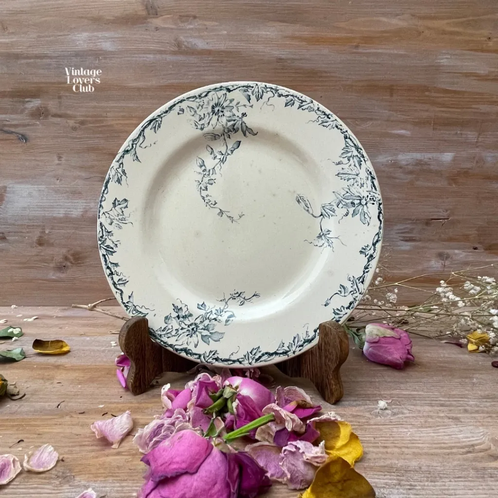 Unmarked Green Earthenware Plate