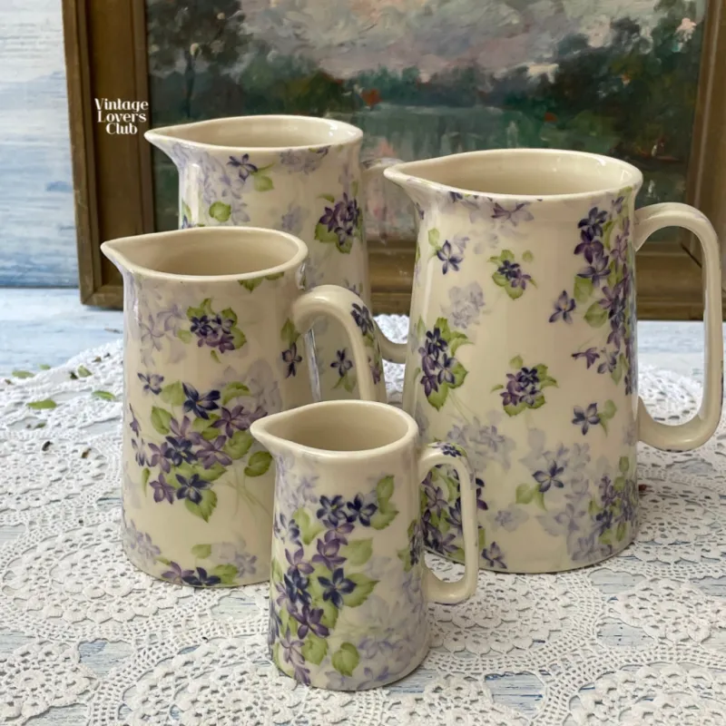 English Purple Flowers milk jug 11 cm