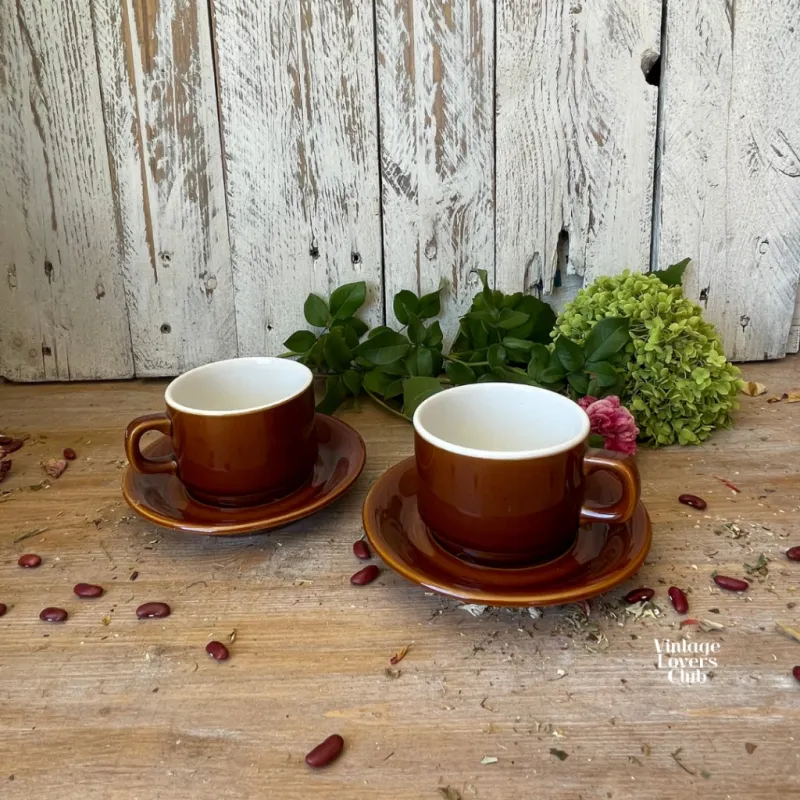 Vintage Brown Ceramic Tea Cup