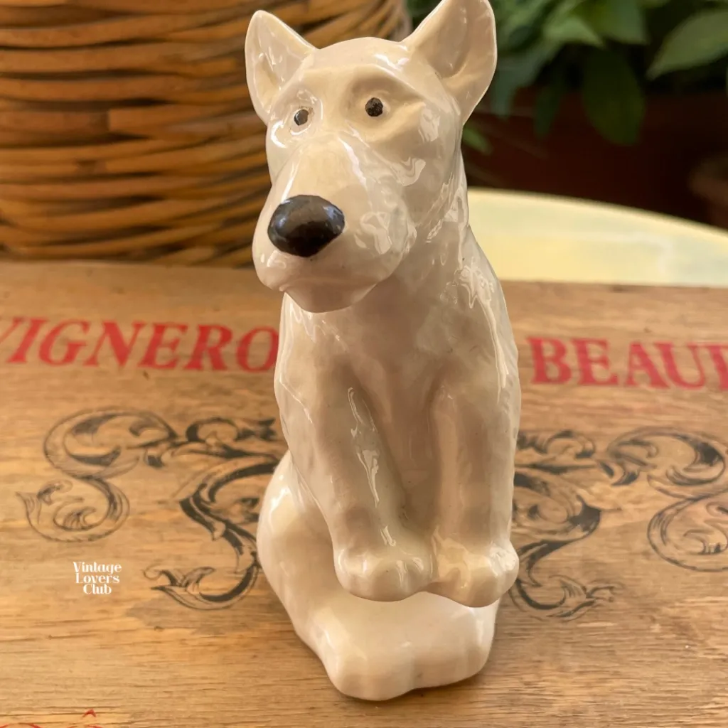Vintage White Terrier Dog Figurine