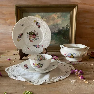 Lebeouf Milliet Porcelain Sugar Bowl with Flowers