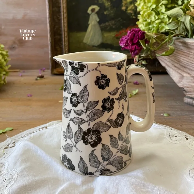 English Grey Floral Milk Jug