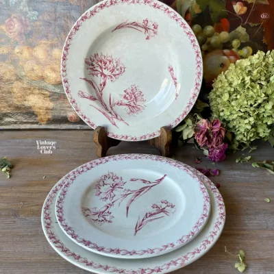 Piatto Fondo Luneville Garofani