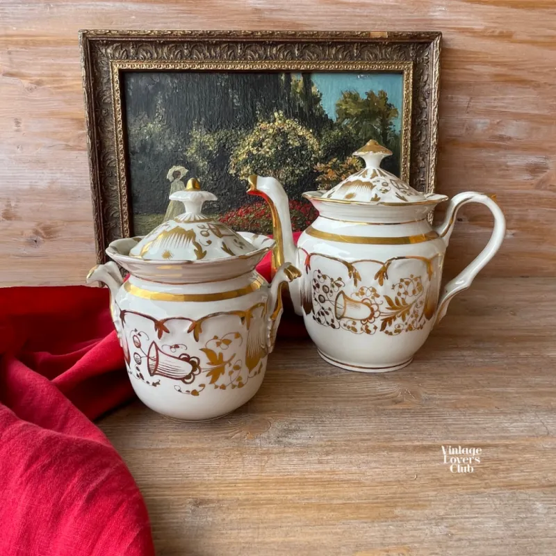 Paris Porcelain Sugar Bowl and Teapot Set
