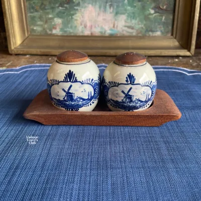 Wooden Tray Salt and Pepper Set