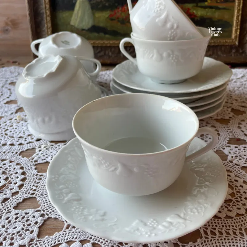 Limoges Cup with Fruit Relief Decoration