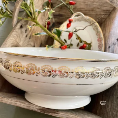 Limoges Gold Greek Key Salad Bowl