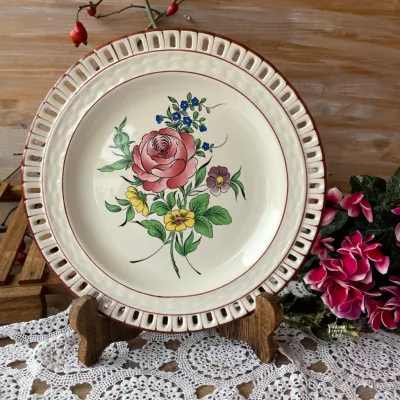 Luneville Plate with Floral Bouquet