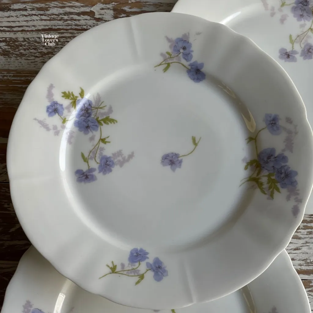 Purple Flower Dessert Plate