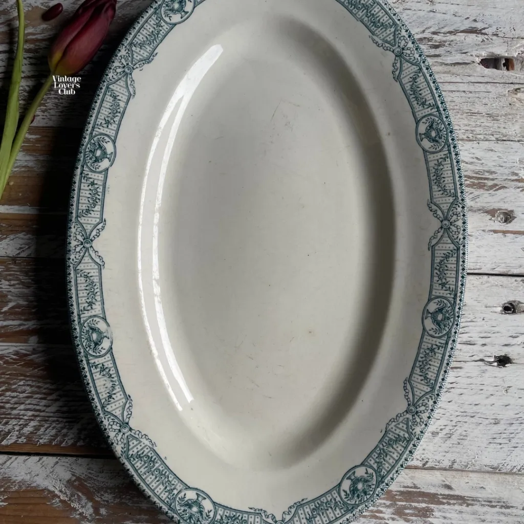 Serving Tray with Green Greek Key
