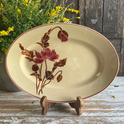 Brown Flower Oval Serving Dish
