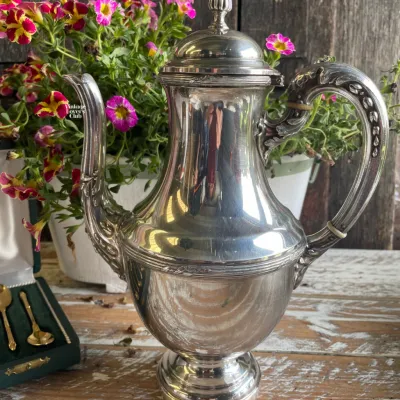 Elegant Silver Plate Coffee Pot