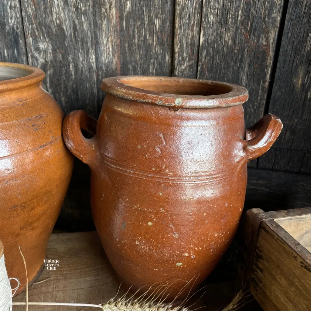 Antique French Glazed Terracotta Pot – 19th Century – H27 cm