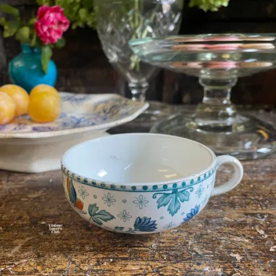 Sarreguemines Tea Cup with Vibrant Flowers