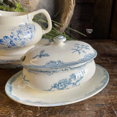 Longwy Gravy Boat Blue Decoration