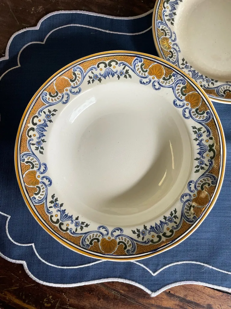 Dutch Soup Plate with Vieux Rouen Decoration