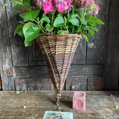 Vintage Hanging Wicker Basket