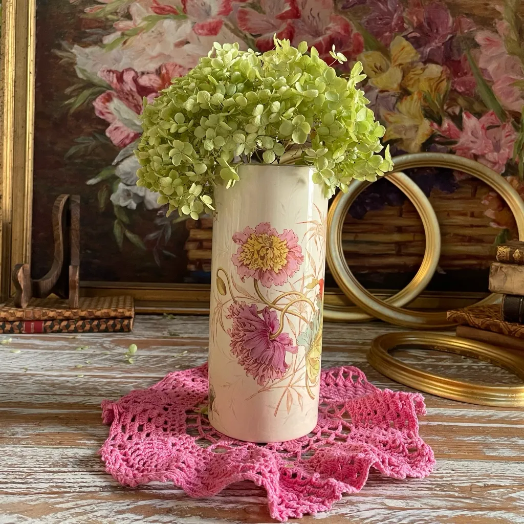 Vintage Floral Cylindrical Vase