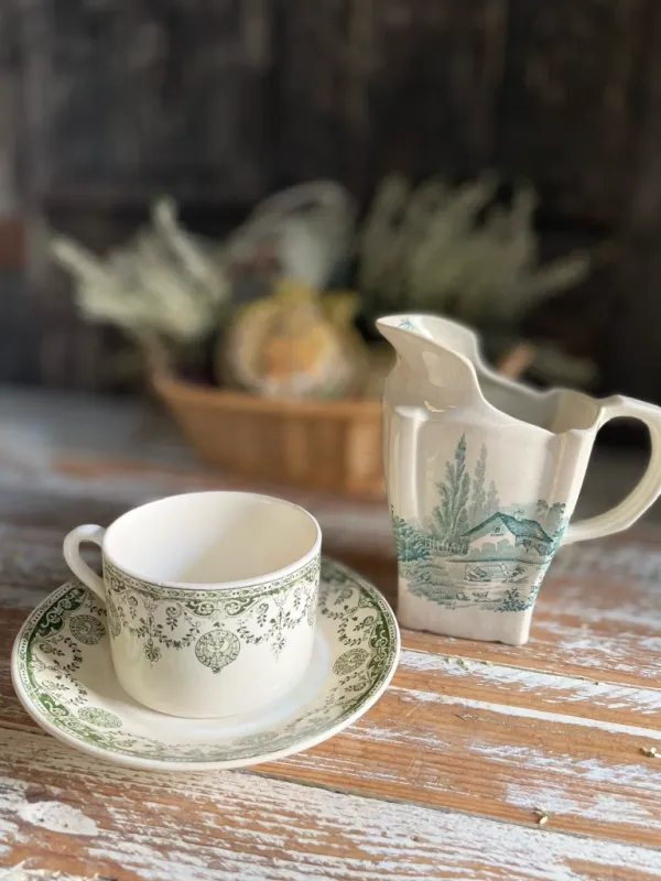 Vintage Pexonne Champêtre Green Pitcher