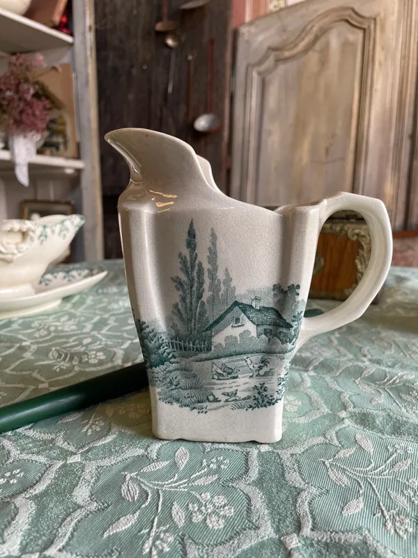 Vintage Pexonne Champêtre Green Pitcher