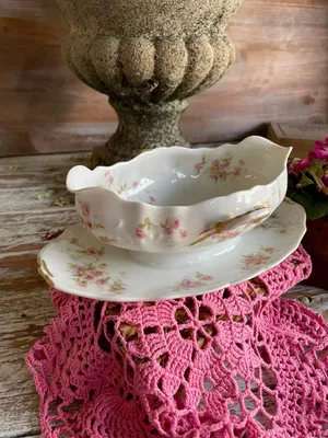 Haviland Limoges floral gravy boat
