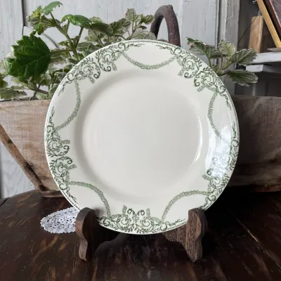 Creil Montereau Green Dinner Plate