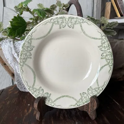 Creil Montereau Green Soup Plate