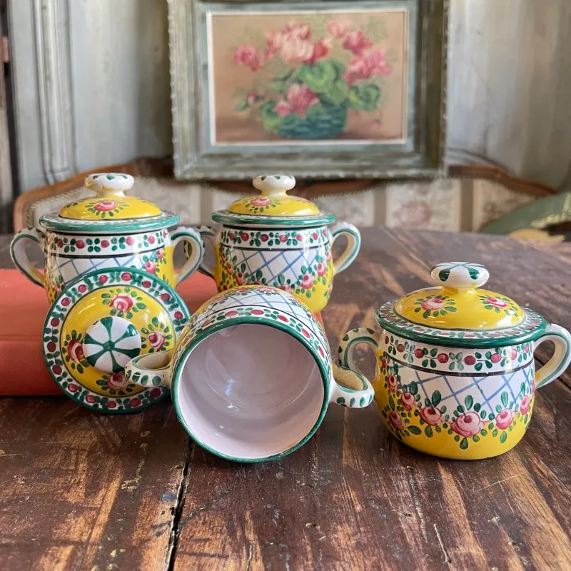 Set 4 Pot à Crème Faïence