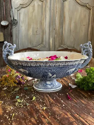 Centrepiece Bowl – Blue Landscape and Figure Decoration