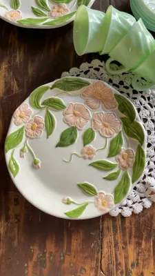 Italian Ceramic Plate – Relief Floral Decoration