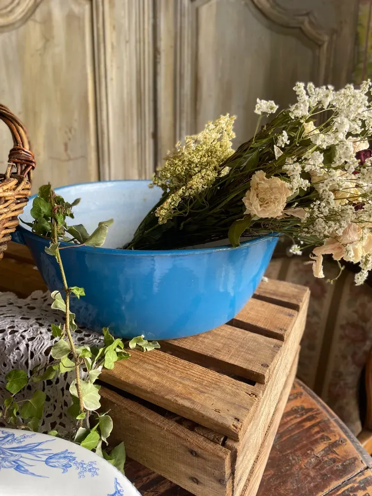 Blue Enamel Tin Pot