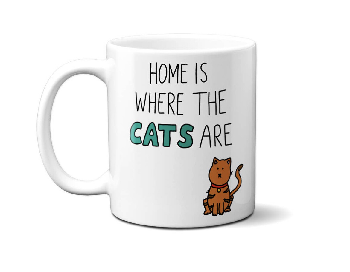 Mug ‘Home is where the cats are’.