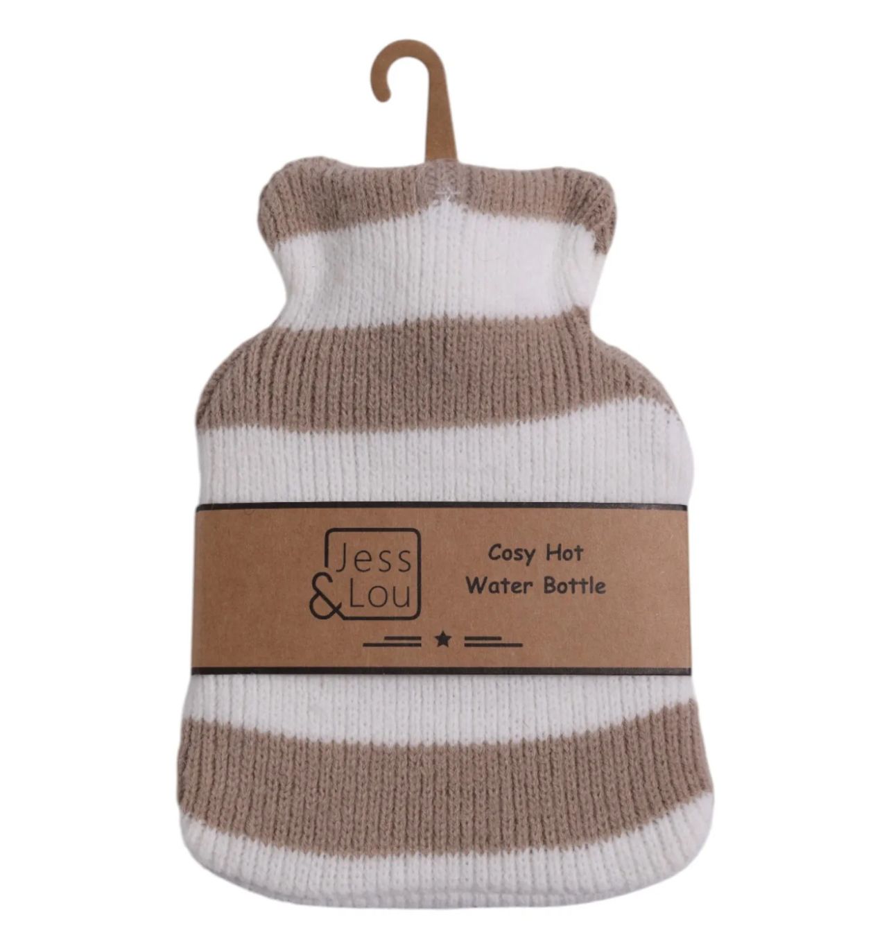 Taupe & White Stripe Mini Hot Water Bottle. Taupe & White Stripe Mini Hot Water Bottle.
