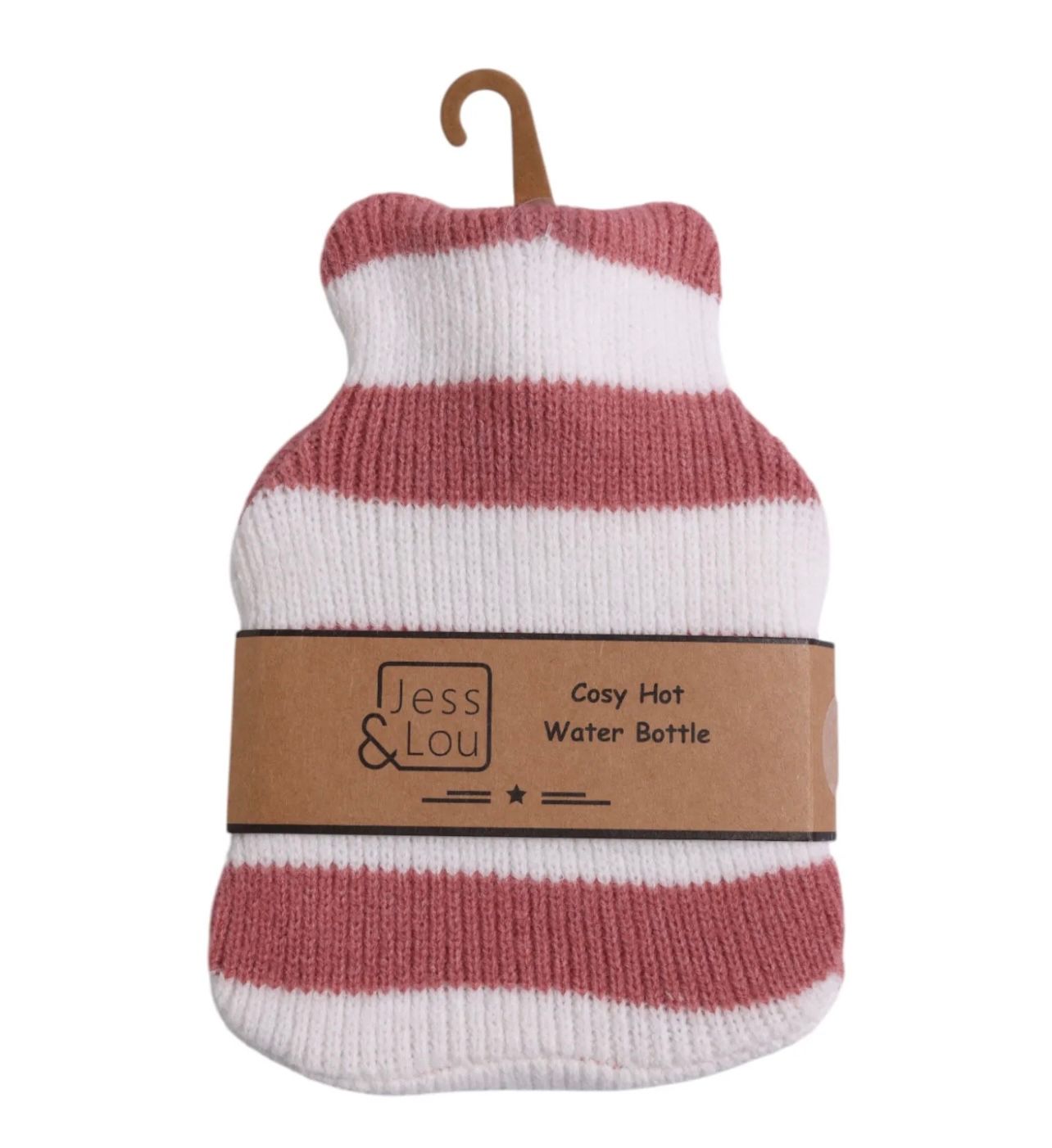 Pink & White Stripe Mini Hot Water Bottle.