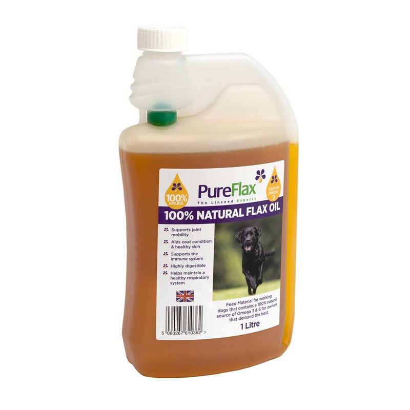 PureFlax 1 Litre Bottle 100% Natural Flax Oil For Dogs