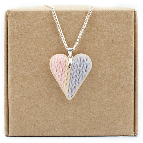 Knitted Heart Pendant. Handmade