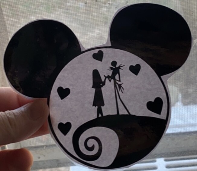 Jack and Sally / Mickey head inspired sticker